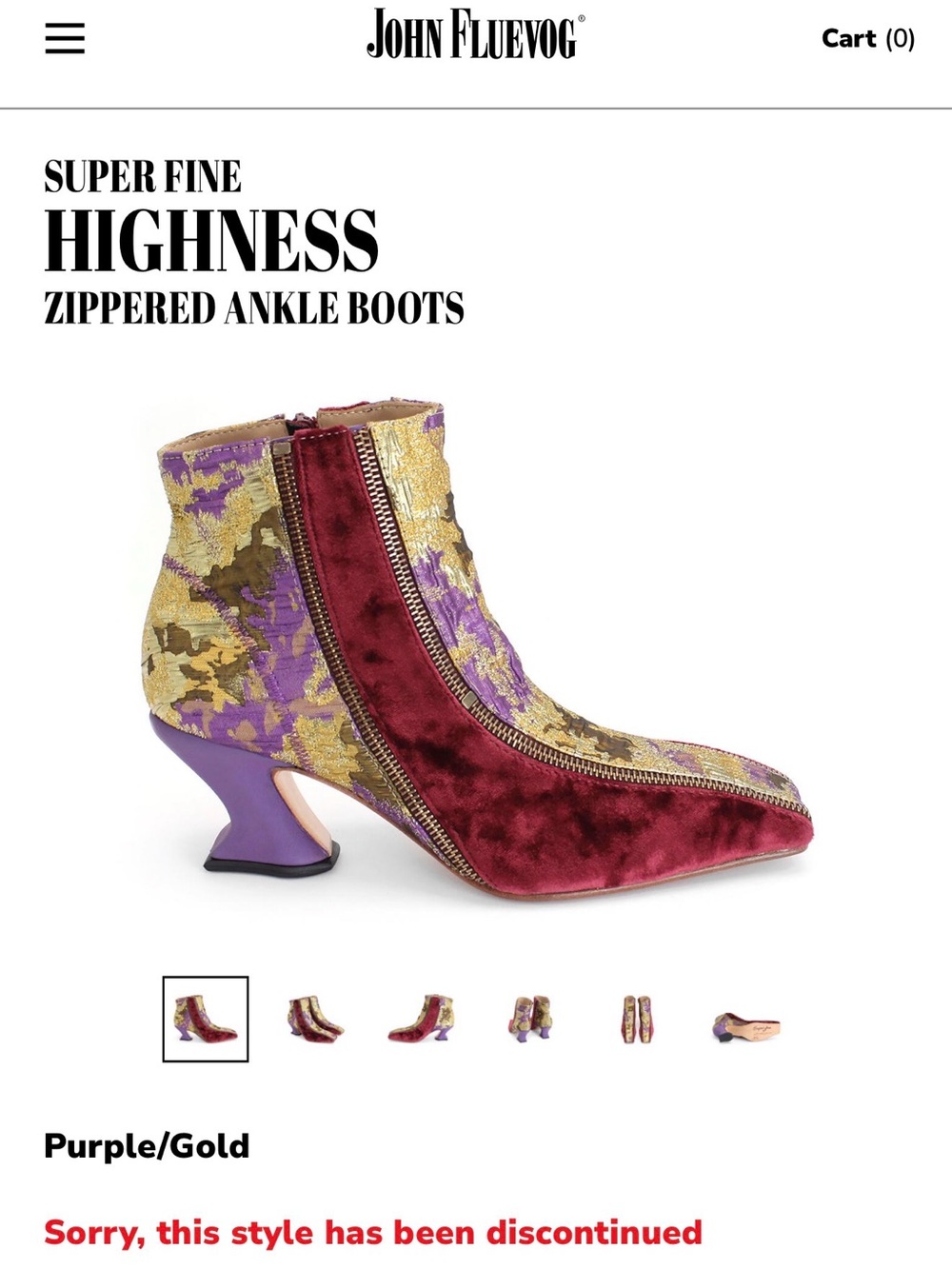 John Fluevog Superfine Highness Zippered Ankle Boots - Picture 4 of 4
